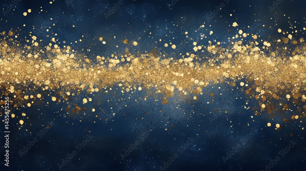 Poster elegant dark blue and gold abstract art with splashes and textures creating a luxurious and striking