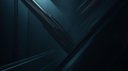 Obraz premium Modern Architectural Design Showcasing Sharp Angles and Reflective Surfaces in a Minimalist Urban Space Illuminated by Soft Natural Light From Above