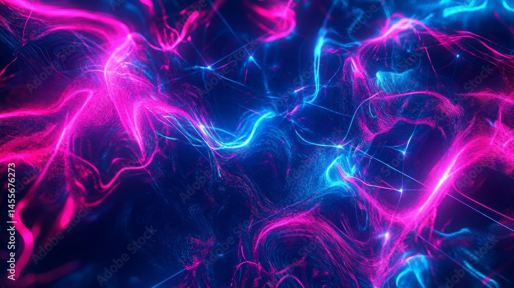 Aufkleber Vibrant Digital Corridor Illuminated by Neon Lights Creating a Futuristic Atmosphere With Intricate Patterns and Geometric Lines in a High-Tech Environment