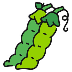 Green Bean Filled line Icon