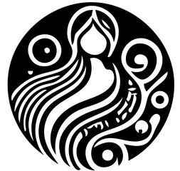 Beauty Salon Logo design with floral pattern in black and white