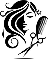 Beauty Salon Logo design with floral pattern in black and white