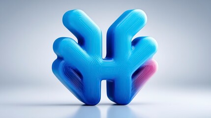 Obraz premium Abstract Sculpture with Dynamic Blue and Pink Curves Modern Art Design 3D Rendered Object Fu