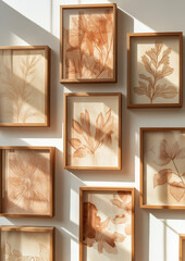 Floating Botanical Frames Displaying Leaves in Stylized Transparent Borders