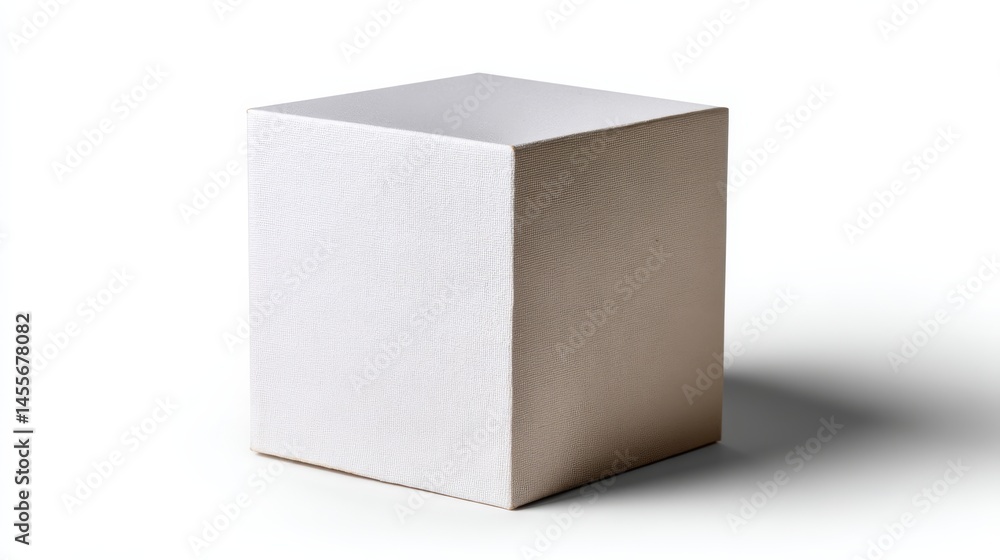 Leinwandbilder a matte white cardboard box is displayed in a frontal view, set against a smooth white backdrop. sof