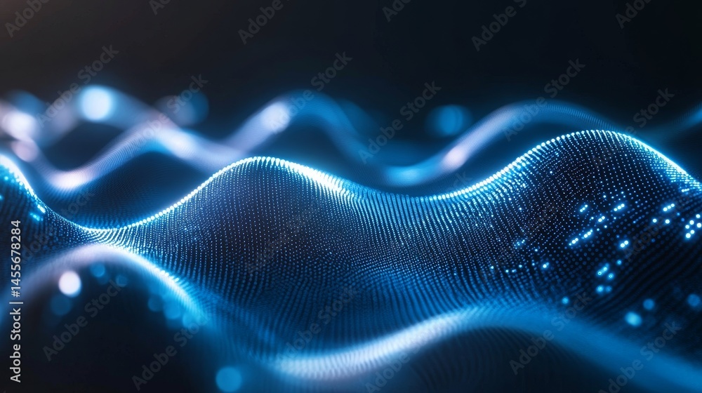 Poster colorful abstract waves with smooth flow and vibrant gradients in a digital art setting during night