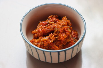 Tomatochi bhaji, tomato onion curry, south Indian food