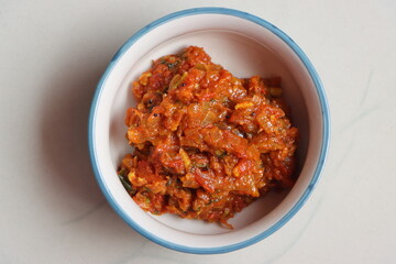 Tomatochi bhaji, tomato onion curry, south Indian food