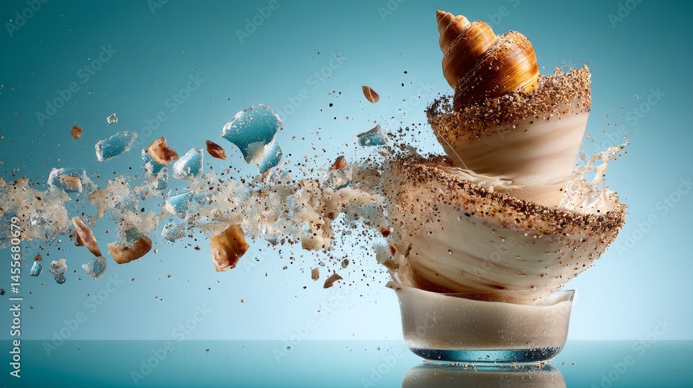 Poster this artwork showcases a fluid swirl of milk forming an artistic splash midair, set against a vibran