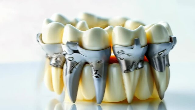 Crown dental, tooth repair, bridge support. Dental health. Enamel strengthening prevents tooth decay. Implants enhance masticatory efficiency. Periodontal care maintains tooth stability.