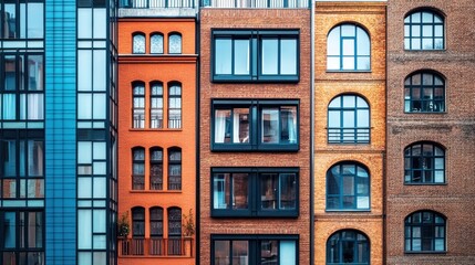 Fototapeta premium Modern and traditional brick building facades