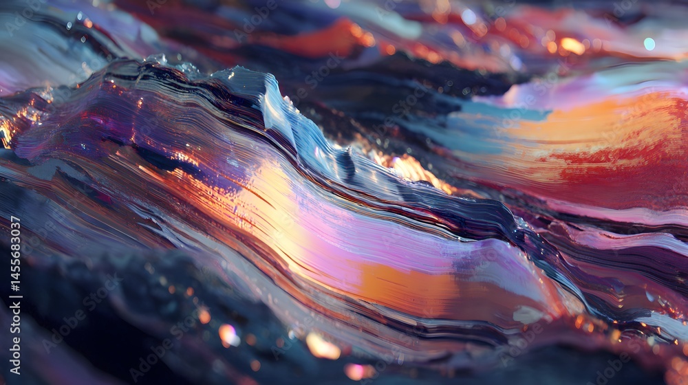 Poster abstract digital landscape visualizing flowing data streams creating a futuristic and technological 
