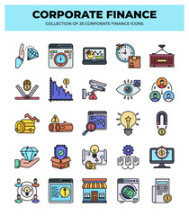Corporate Finance Icon Set: 25 Essential Icons for Business