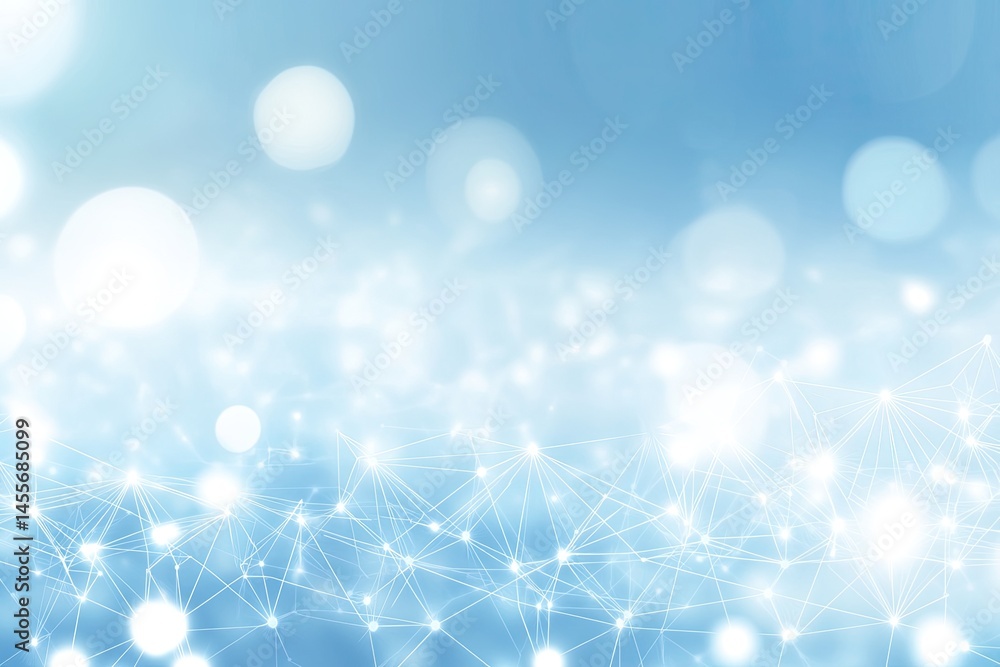 Poster delicate network of light points connected by lines on a soft blue gradient background
