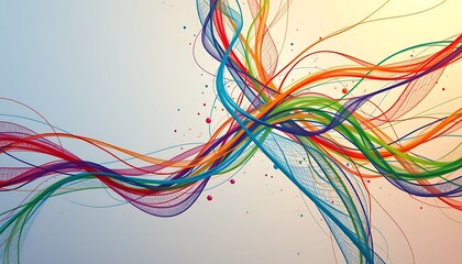 an artistic abstraction composed of an intricate interweaving of thin, multicolored lines, designed to spark creativity and imagination