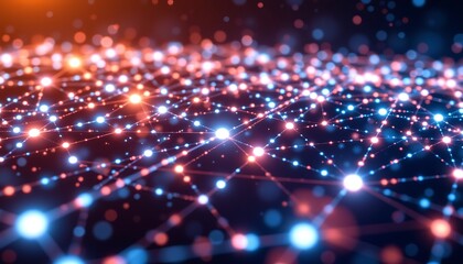 a futuristic digital background illustrating a network of bright, connected dots and lines, rendered in 3d
