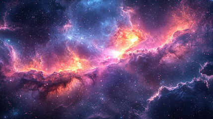 Fototapeta premium A cosmic canvas of twinkling stars in shades of pink and purple unfolds, creating a mesmerizing backdrop for a presentation, star concept, magazine cover, website header, marketing materials, 