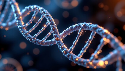 a 3d illustration of a dna strand, showcasing the double helix structure in a microbiology or nanotechnology context