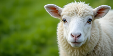 Naklejka premium Eid greeting with white ram on green background