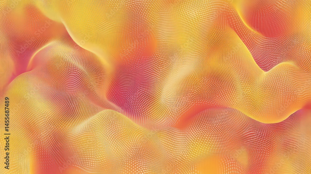 Poster wave pattern in vibrant yellow tones showcasing intricate details of flowing shapes and textures ill