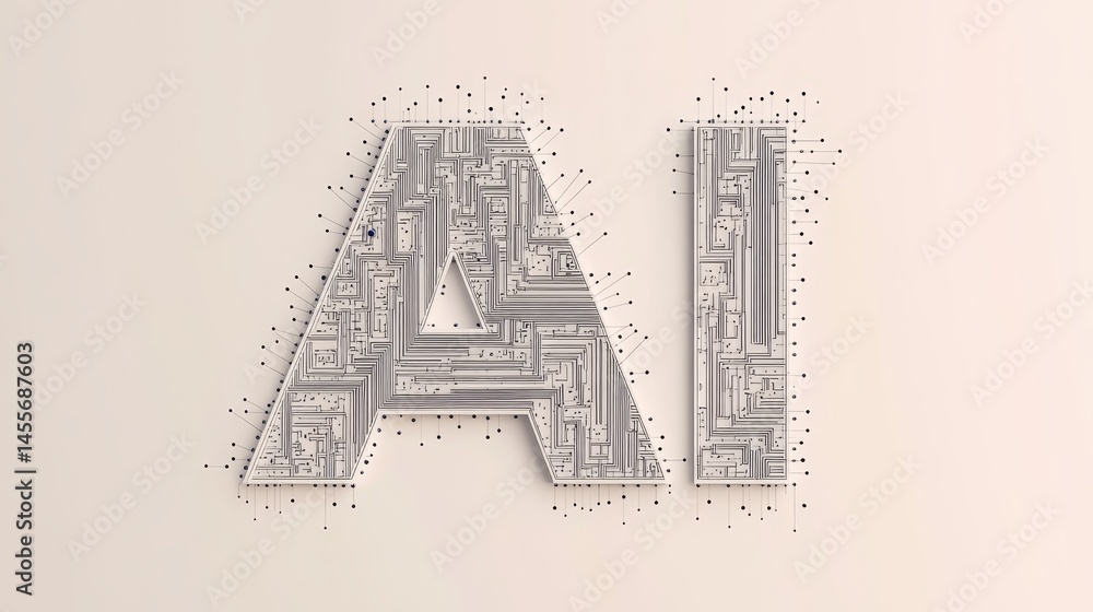 Poster innovation in technology highlighted by a modern representation of artificial intelligence with intr