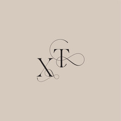 XT letter line and bold mix concept beautiful initial wedding serif monogram logo