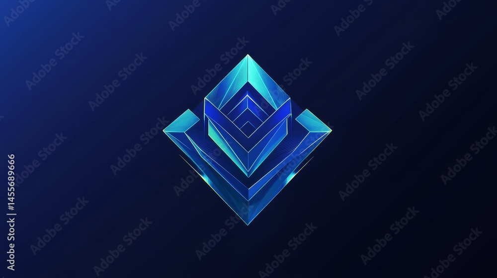 Poster digital design featuring a glowing triangular shape against a dark background with intricate pattern