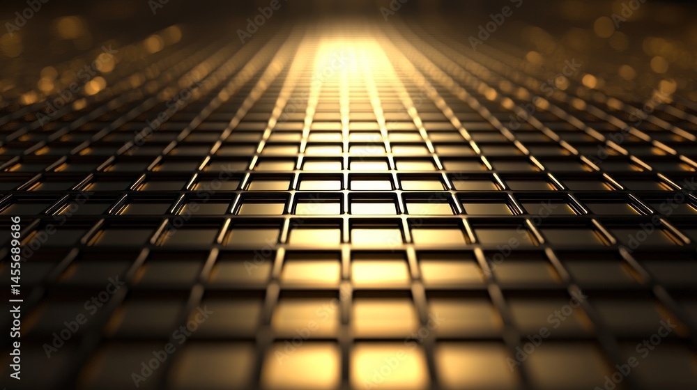 Poster golden grid pattern perspective view