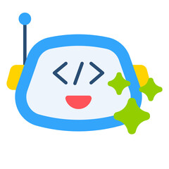 Robot AI Flat Vector