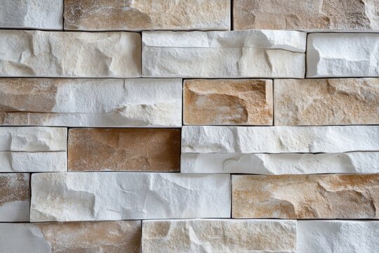 Fototapeta aged brown and white brick wall with texture, close-up view