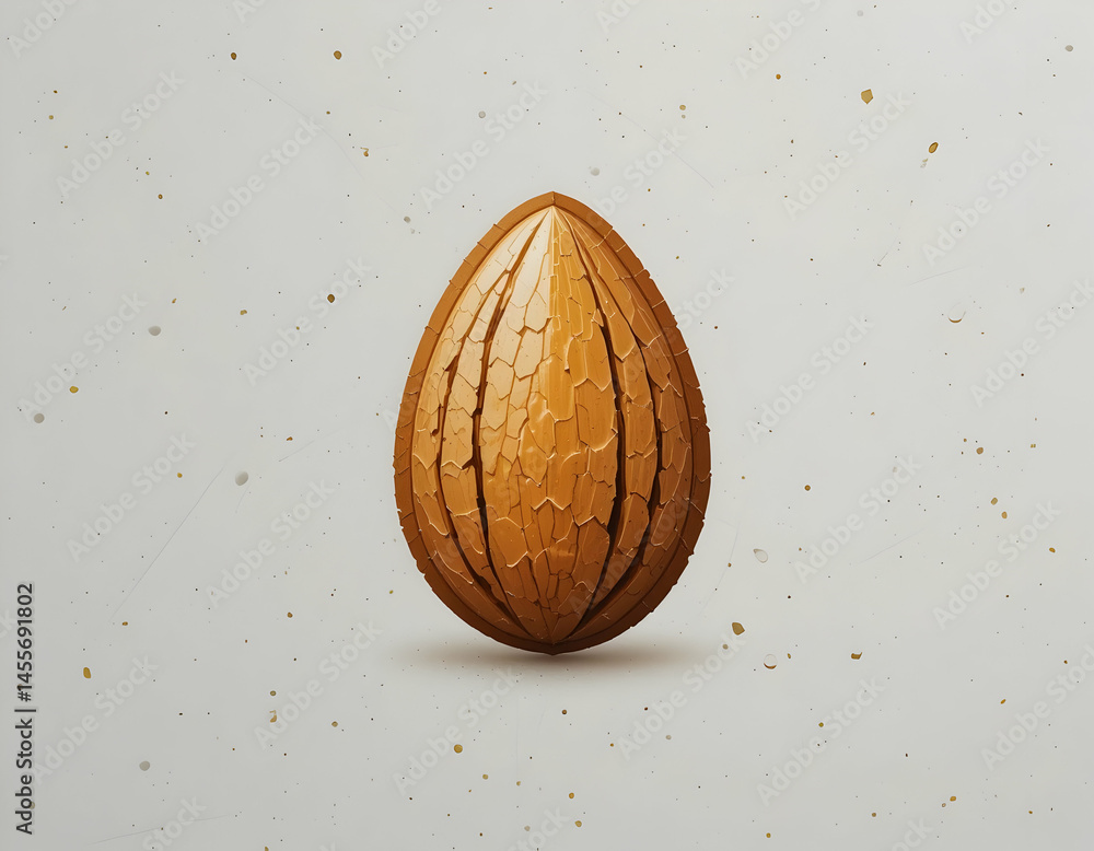 Poster almond shape with textured shell on neutral background
