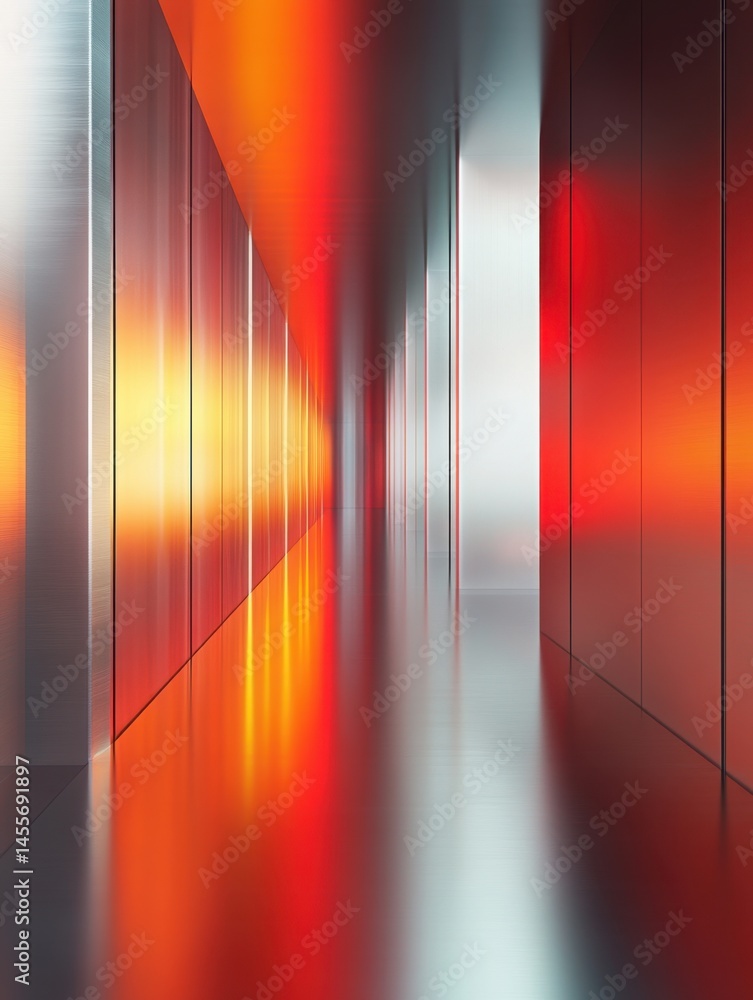 Aufkleber abstract corridor of light and color with metallic reflections and a futuristic feel to the architec