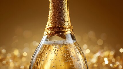 Golden bubbles rise in a champagne glass, celebrating life's sparkling moments.

