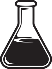 Conical Flask Silhouette Black Vector | Science Lab Equipment Vector
