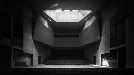 Fototapeta premium Modern Architectural Design Featuring Intricate Concrete Staircases and Unique Structural Forms in an Expansive Indoor Space