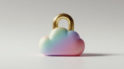 Secure Cloud Storage Concept with Rainbow Gradient and Gold Lock