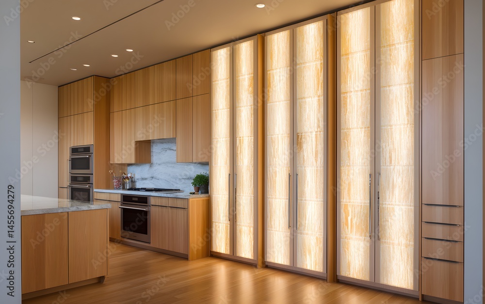 Poster illuminating kitchen elegance a fusion of natural light and minimalist design creating a serene and 