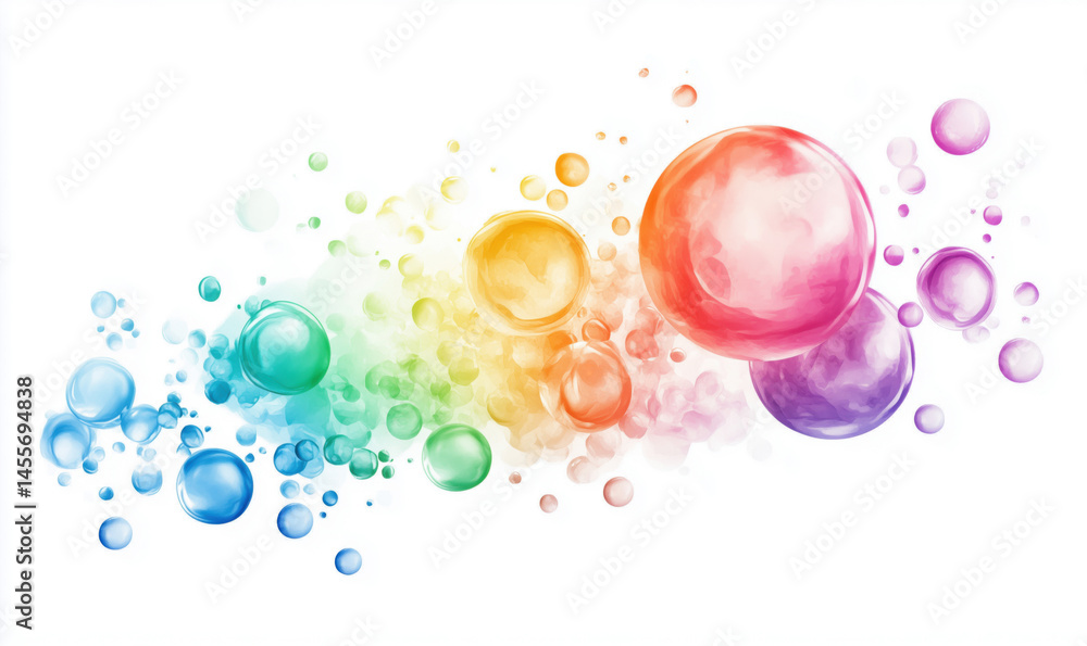 Poster colorful abstract bubbles with gradient hues creating a vibrant artistic effect.