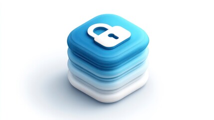 Stacked Layers with Lock Icon Security and Protection Concept for Digital Assets