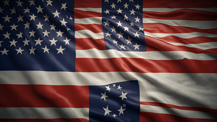 Fototapeta premium Close up of the United States flag waving in the wind showcasing vibrant red white and blue colors symbolizing patriotism freedom and national pride in America