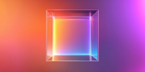 Fototapeta premium Colorful glowing rectangular frame with gradient background for modern design.