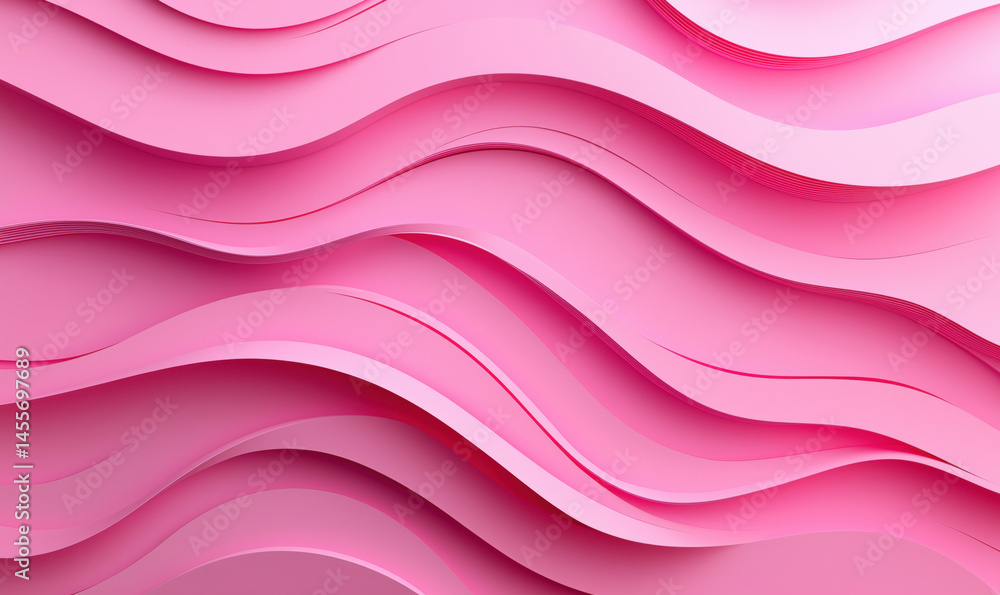 Aufkleber abstract pink wave patterns in layered paper design for modern backgrounds.