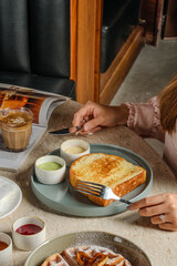 Golden Toasted Bread Buttery Simplicity with Matcha Spread
