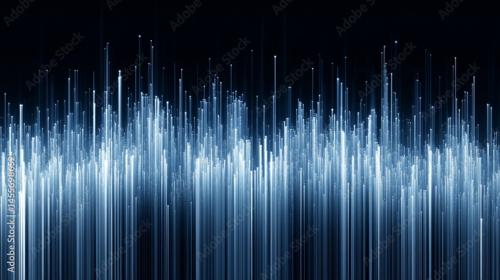 Aufkleber Digital Wave of Blue Particles Flows Smoothly in a Dark Background Creating an Abstract Visual Representation of Light and Movement