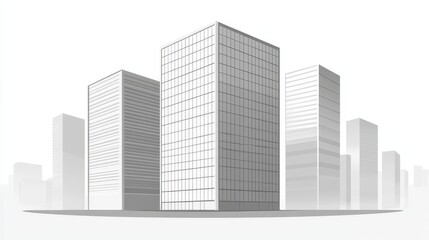 Fototapeta premium Modern Architectural Design Showcasing a Series of Sleek Office Buildings in an Urban Setting During the Day