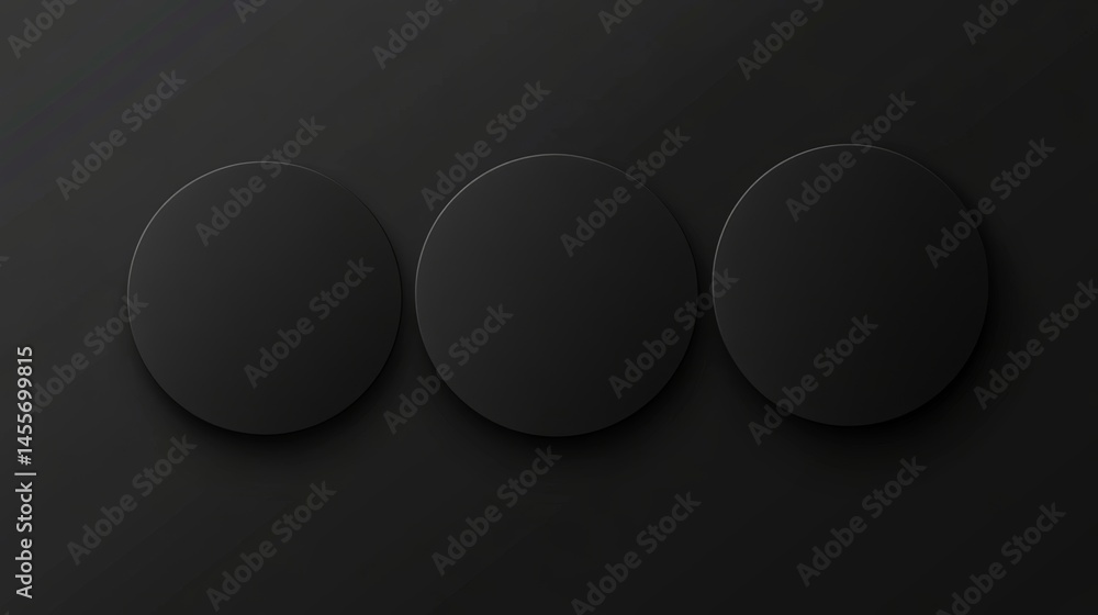 Poster circular black objects arranged on a dark surface creating a minimalist artistic display for modern 