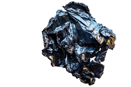 Crinkled, dark metallic mass