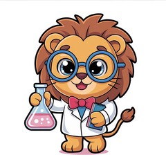 cute lion scientist