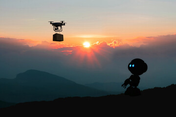Artificial intelligence technology for drone delivery concept