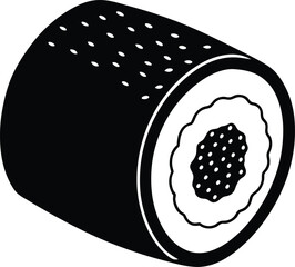 sushi roll cross section on white background  